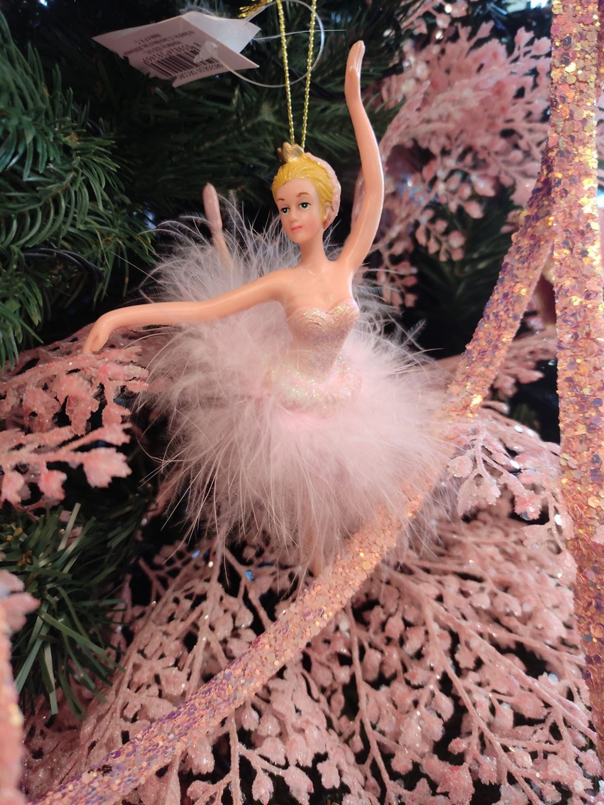 Adorno navideño colgante bailarina con plumas - Imagen 1